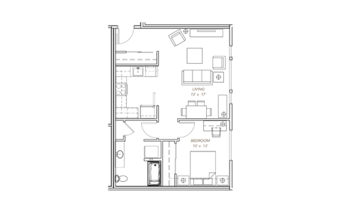 a floor plan of a house with furniture on a white